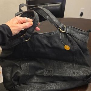 NEW! Liz Claiborne Elegant Black Vegan Leather Handbag